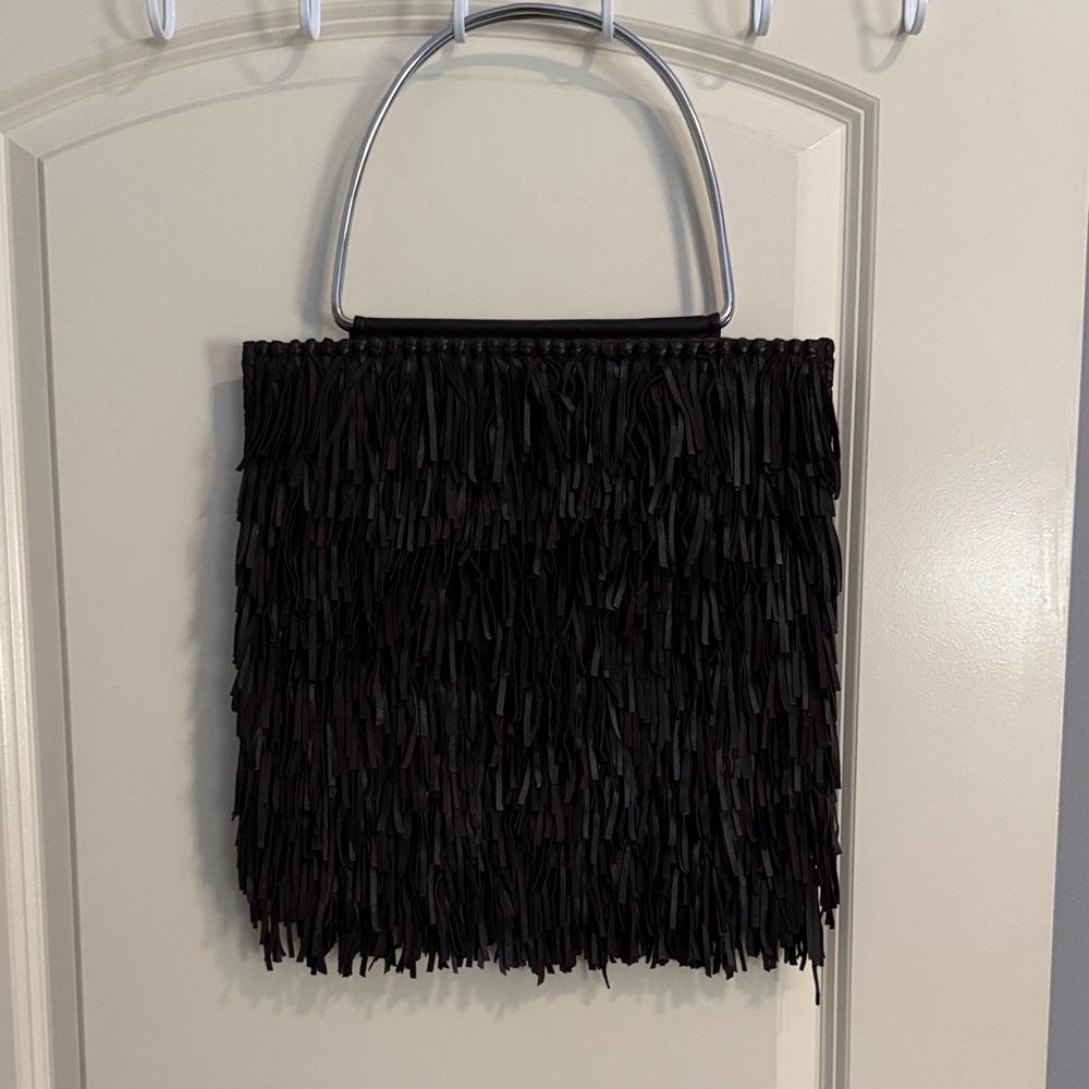 Brown Leather Fringe Handbag